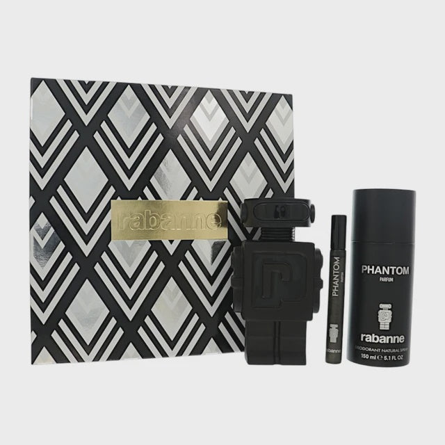 Paco Rabanne Phantom by Paco Rabanne Gift Set for Men 3 Piece Gift Set For Men - 3.4 Oz Parfum, 5.0 Oz Deodorant, 10 Ml Parfum