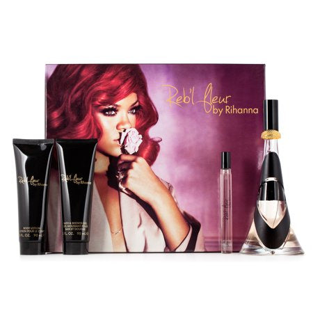 Rihanna Rebl Fleur 3.4oz Edp Spray, 3oz Body Lotion, 3oz Bath & Shower Gel, 10ml