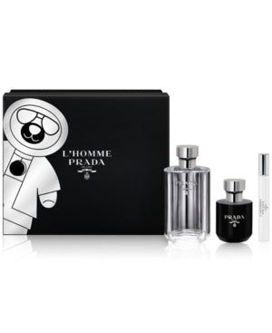 PRADA L'HOMME MEN 3 PIECE GIFT SET - 3.4 OZ EAU DE TOILETTE SPRAY by PRADA