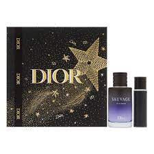 Sauvage for Men, Gift Set (3.4 oz EDP Spray + .34 oz EDP Refillable Travel Spray