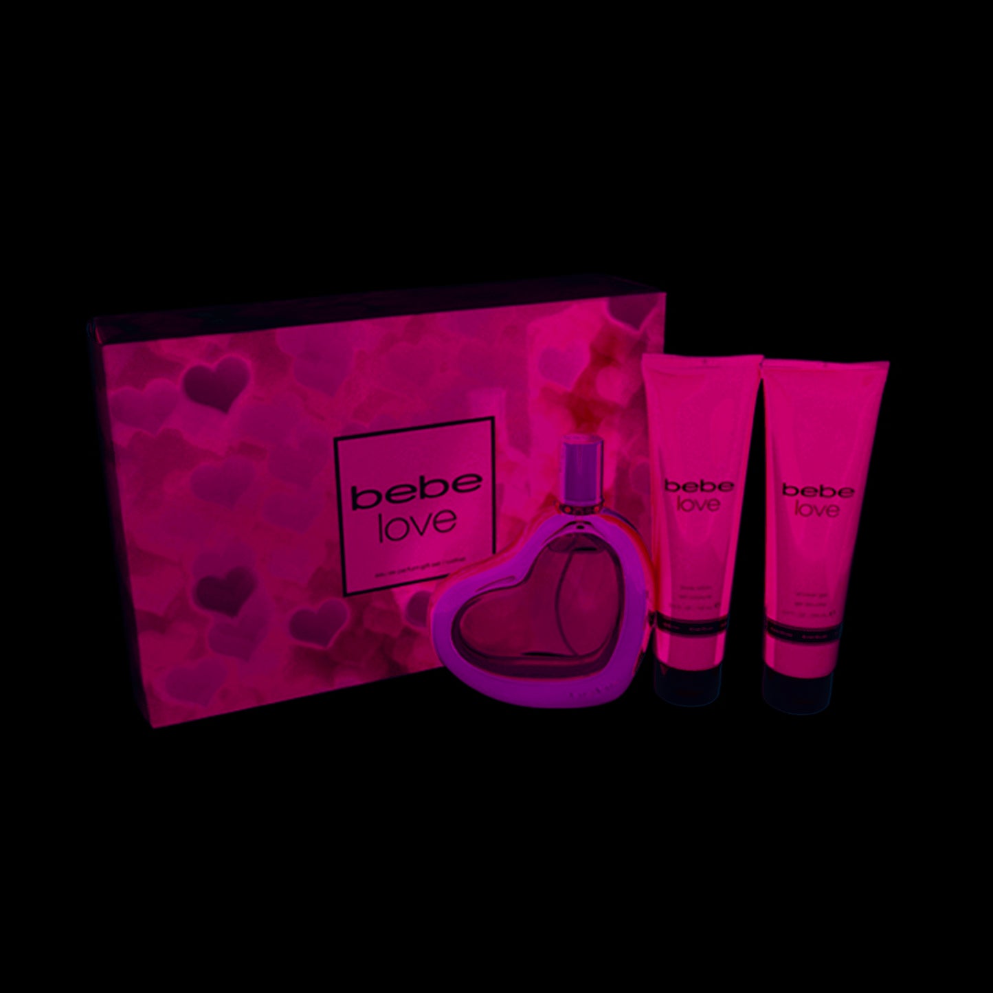 BEBE love by bebe for women 3 pc gift set 3.4oz edp spray 3.4oz body lotion 3.4