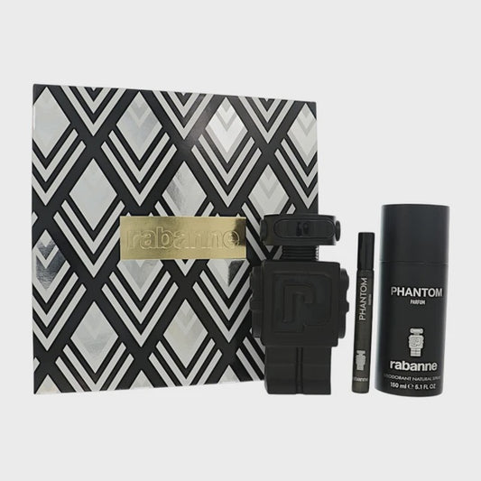 Paco Rabanne Phantom by Paco Rabanne Gift Set for Men 3 Piece Gift Set For Men - 3.4 Oz Parfum, 5.0 Oz Deodorant, 10 Ml Parfum
