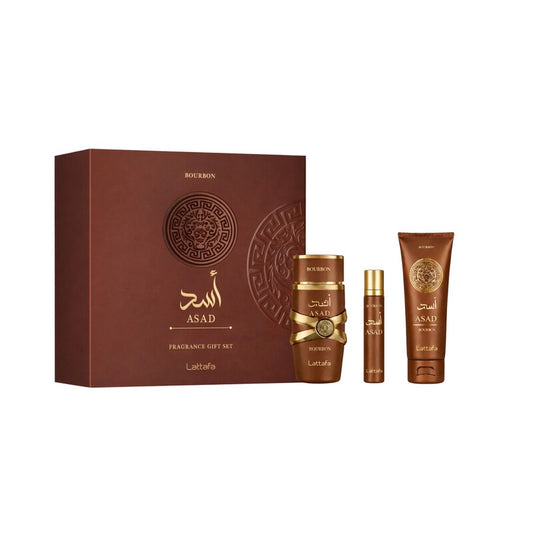 Lattafa Men's Asad Bourbon 3pcs EDP Gift Set Fragrances