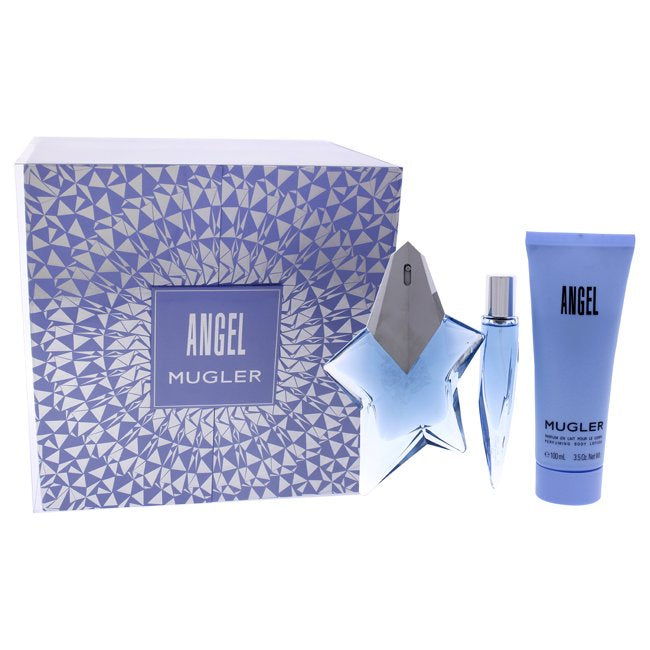 Mugler Angel 3 Pcs Gift Set Edp 1.7 Oz, Refillable Purse Spray, Body Lotion