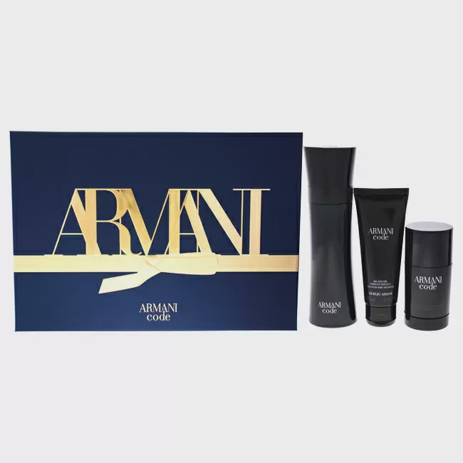 ARMANI CODE 3 PCS SET FOR MEN: 4.2 EDT SP + 2.5 BODY SHAMPOO + 2.5 AFTER SHAVE BALM