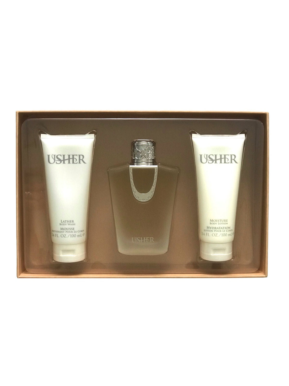 Usher For Women Gift Set, 3.4 Oz Edp Perfume Spray, Body Wash, Body Lotion