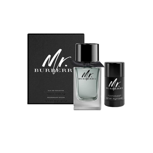 Mr Burberry Eau de Toilette Spray 2 Pic Set 100ml Deodorant Stick 75g