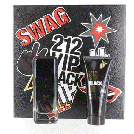 212 VIP BLACK MEN 2 PIECE GIFT SET - 3.4 OZ EAU DE PARFUM SPRAY by CAROLINA HERR