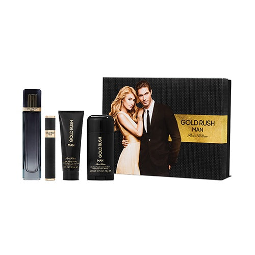 Paris Hilton Gold Rush Man 4 Piece Set Includes: 3.4 oz Eau de Toilette Spray