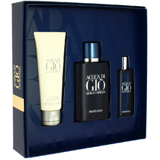 Acqua Di Gio Profondo Set:EdP + EdP +Shower Gel 75+15+75 ml