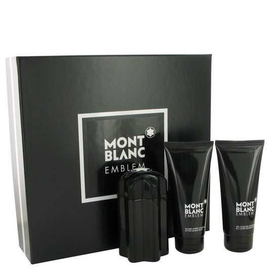 Mont Blanc Emblem For Men 3 PCS Set: Edt Spray 3.3oz+sg 3.3oz+as 3.3oz