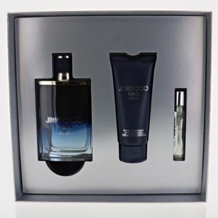 Jimmy Choo Man Blue 3 Pces Gift Set 3.3/3.4oz. Edt Spray For Men In Box