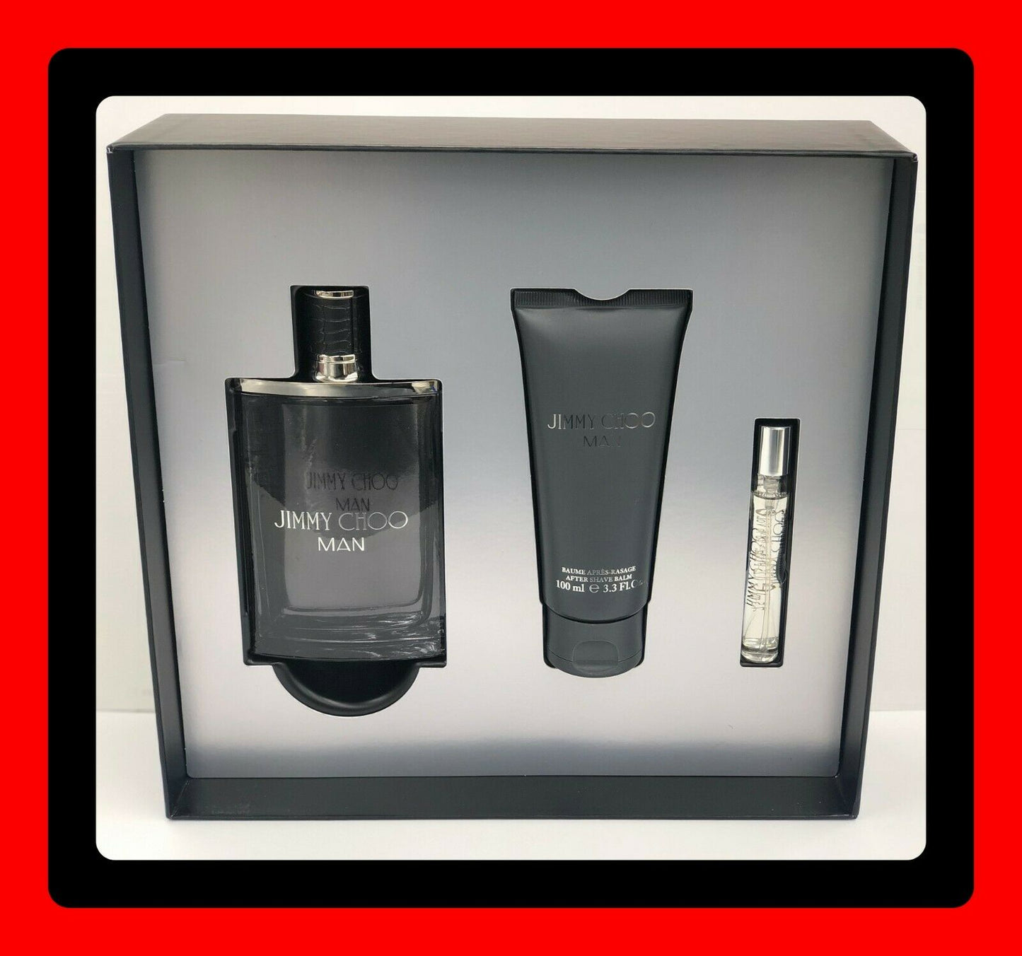 Jimmy Choo Man 3 Pc Gift Set 3.3oz Eau De Toilette Spray+.25oz Mini+a/f Balm