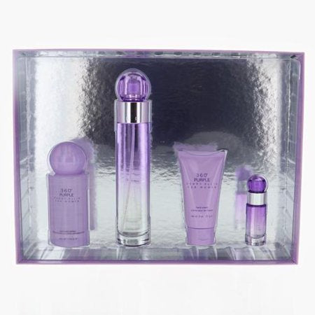 PERRY ELLIS 360 PURPLE WOMEN 4 PIECE GIFT SET - 3.4 OZ EAU DE PARFUM SPRAY