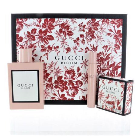 Gucci Bloom by Gucci, 3 Piece Gift Set for Women With mini & Soap