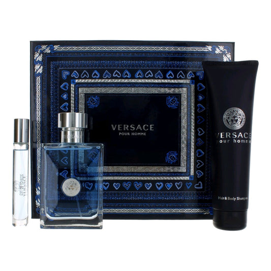 Versace Pour Homme by Versace, 3 Piece Gift Set for Men