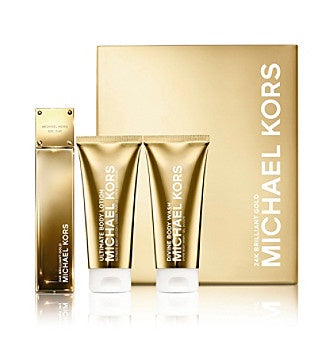 Michael Kors 24k Brilliant Gold 3pcs Gift Set (edp+body Lotion+body Wash) Women