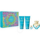 VERSACE POUR FEMME DYLAN TURQUOISE 4 PIECE:3.4 EDT Sp,3.4 Gel,3.4 Bath,5 ML Mini