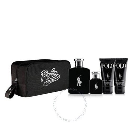 RALPH LAUREN Men's Polo Black Gift Set 4 PIC/ BAG Fragrances