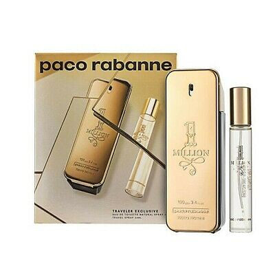 Paco Rabanne 1 Million 2 pc Set Eau de Toilette EDT Spray, EDT Travel Spray